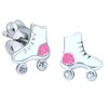 Sparkly Roller Skates Earrings - White and Pink Glitter -