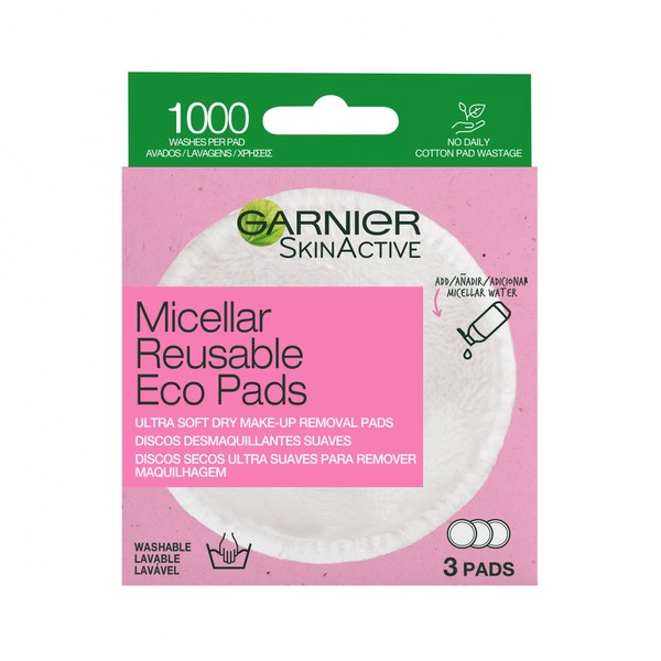 Garnier Micellar Reusable Make Up Remover Eco Pads 3's