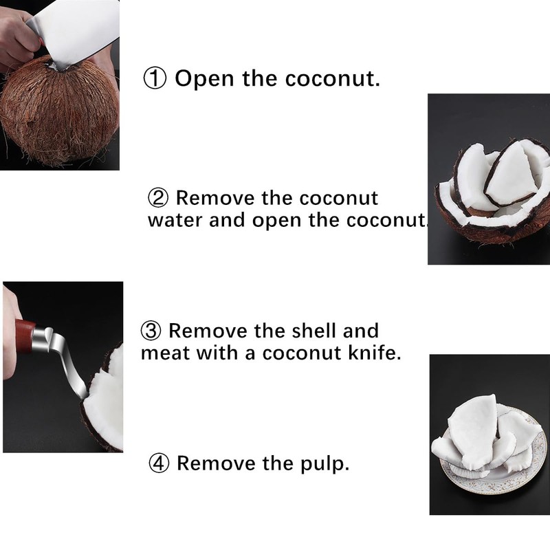 Coconut Tool, Coconut Peeler Tool Stainless Steel Coconut Opener Scraper
