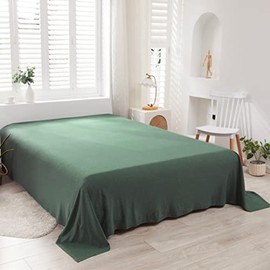 LIFETOWN Flat Sheet Queen, Ultra Soft Jersey Knit Cotton Flat Sheet, Dark Green Flat Top Sheet 1 Piece, Wrinkle and Shrinkage Resistant