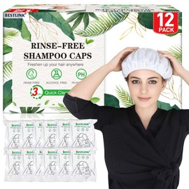 Shampoo Caps No Rinse 12 Pack Waterless Shampoo Shower Caps for Elderly and Bedridden Patients Rinse Free Hair Wash Shampoo Caps for Post Surgery Hospital Camping