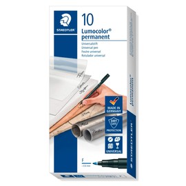 STAEDTLER 318-3 Lumocolor Universal Permanent Fine Pens - Blue, Pack of 10, box of 10 (318-3 VE)