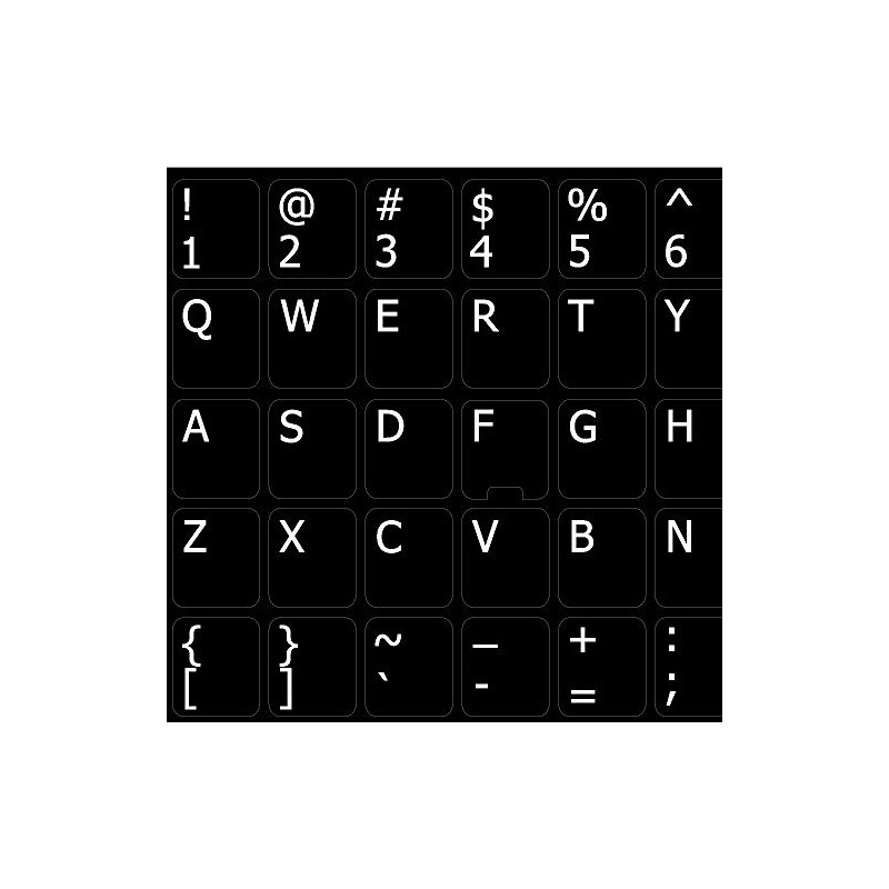 ENGLISH US ON BLACK BACKGROUND NON-TRANSPARENT KEYBOARD STICKERS