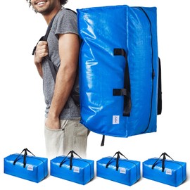 TAILI Blue Heavy Duty Moving Bags, Clothes Storage Bags with Sturdy Zip and Strong Handles, Clothes Storage Container, Extra Large Carry Bag for Moving Materials (4-Pack)