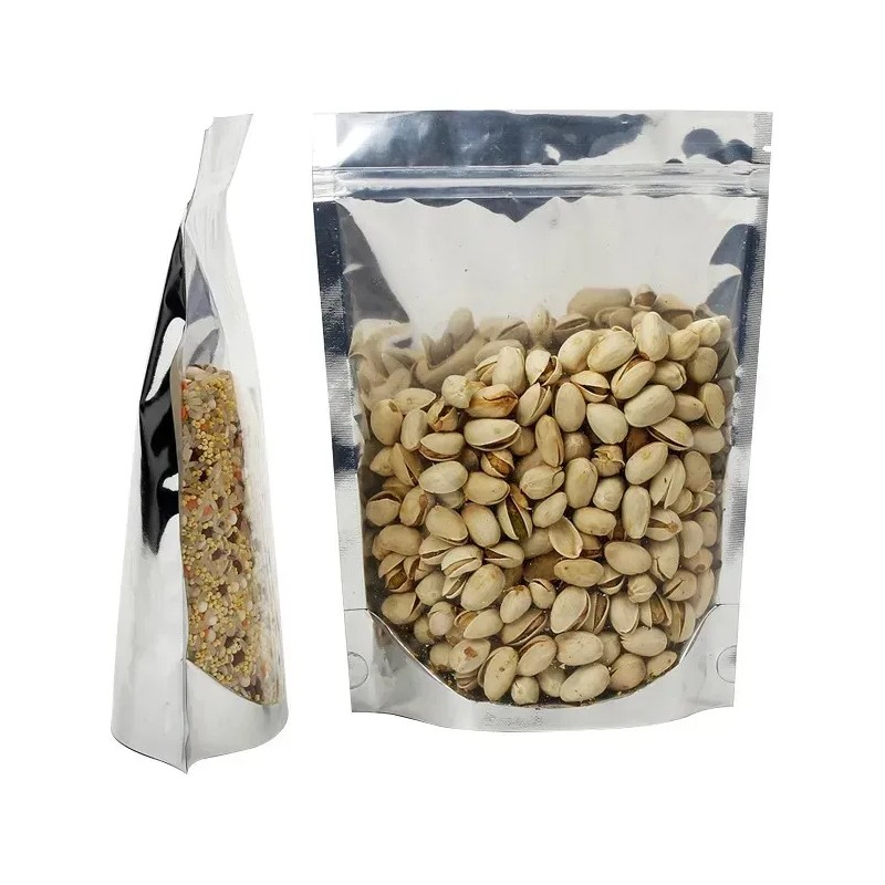 Bolsas Stand Up Pouch Cromo 100 Pz Cierre Hermético Transparente