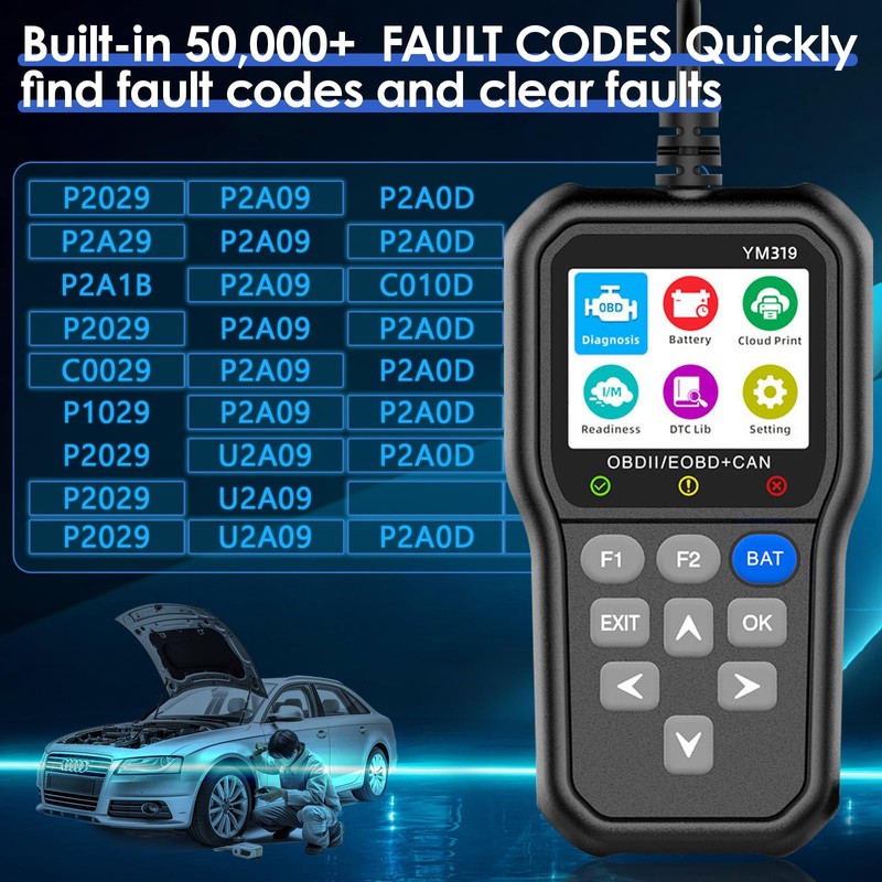 Anluomania OBD2 Diagnostic Device Car, Car Reader with OBD2 Functions,