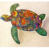 Sea Turtle Multicolor Floral Flat Acrylic Pin Brooch Jewelry
