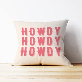 Mancheng-zi Howdy Pillow Covers 18x18,Preppy Throw Pillows,Western Pillows,Preppy Pillow Covers, Western Pillows Decorative Throw Pillows,Cowgirl Room Decor