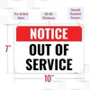 1PC Out Of Service Sign, 10 x 7 Inches -