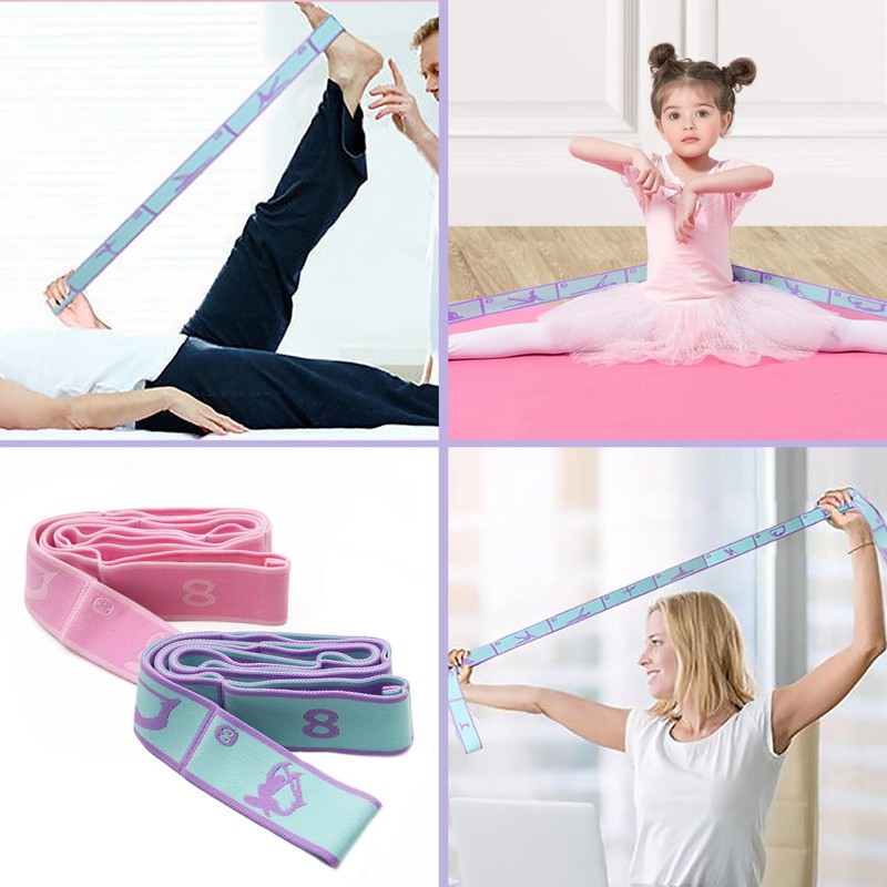 TRKETK 2 Pcs Yoga Stretching Strap, Stretching Strap with 8