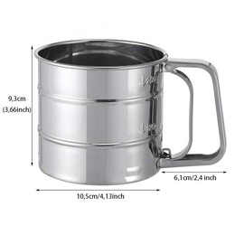 Flour and icing sugar sieve with handle, one-handed flour sieve, hand sieve for flour and sugar, safe operation with just one hand, for fine dusting and sprinkling, for 250 g flour/icing sugar