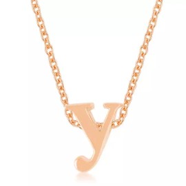 Unbranded Rose Gold Finish Plated  Initial Y Pendant 18 Inch + 2 Inch Ext
