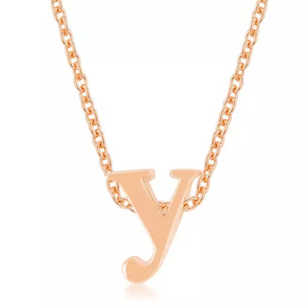 Unbranded Rose Gold Finish Plated Initial Y Pendant 18 Inch