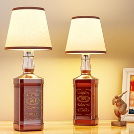 Eclipterra Cordless Bottle Lamp Shade Wireless RGB LED Wine Bottle Lamp with 3 Color Temperature 5000mAh Battery Portable Table Lamp for Indoor Outdoor Dining Bedroom with Remote (Beige, 2 Pack)