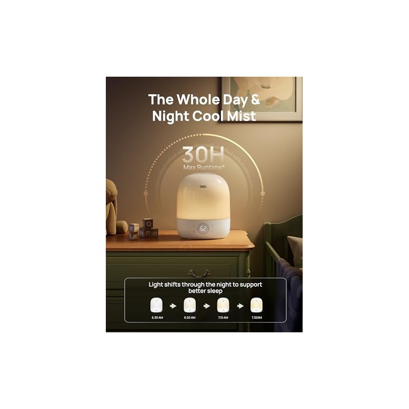 DREO Humidifiers for Bedroom - 30H Max Runtime & RGB