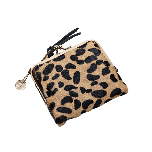 Pisoraro PR144 LEOPARD-A Women's Halako Leopard Pattern Clasp Mini Wallet