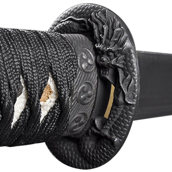 Handmade Sword - Fully Practical Samurai Tanto Sword, Dragon Tsuba, 1080 Carbon Steel, Hand Forged Heat Tempered, Full Tang, Sharp, Back Scabbard, Certificate