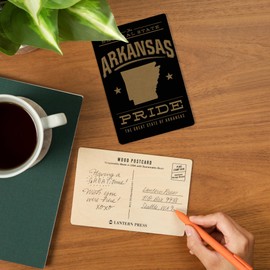 Arkansas State Pride, Gold on Black (4x6 Birch Wood Postcards, 2-Pack Stationary, Rustic Home Wall Decor)