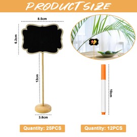YBCCBY Pack of 25 Chalkboards with Stand, Mini Boards for Labelling, Wooden Signs, Message Board, Small Table Stand, Memo Board, Wooden Display Board, Price Tags for Wedding Parties