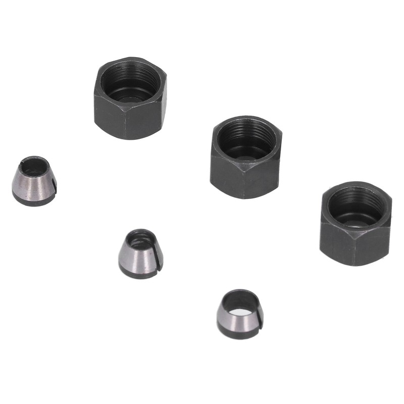 6Pcs Router Collet Adapter Carbon Steel 6mm 6.35mm 8mm Set