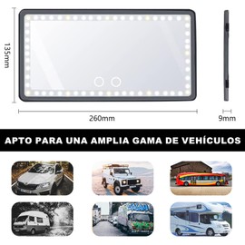 Espejo de Vanidad Para Automóvil Espejo de Tocador para Coche con Luz para Makeup 60 Lámpara LED 3 Modos de Luz Espejo para Maquillaje de Recargable para Coche Luz Táctil Para Automóviles Camiones Suv