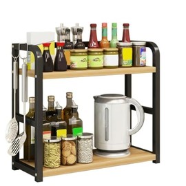 Worktop Spice Rack, 2 Tier Kitchen Spice Rack, Kitchen Countertop Organiser, Shelf, Pantry, Cupboard, Organizer