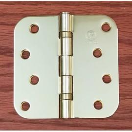 Penrod Door Hinges, Bright Brass, Ball Bearing 4 Inch with 5/8 Inch Radius, 3 Pack