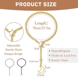 Slip Necklace for Women, Choker Punk Goth Emo Circle Chain Choker Collar Star Moon Y Chain for Women Men Adjustable, Stainless Steel, No Gemstone