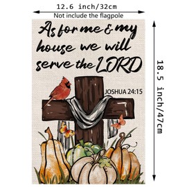 Christian Garden Flag Cardinal Pumpkins Cross Religious Flag Seasonal Aumtumn Welcome Flags for Farmhouse Yard Lawn Decororations Vertical Double Sided 12.5 x 18 Inch