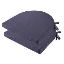 MICUSHION 18x18 Inch Chair Pads for Dining Chairs Set of 2 with Ties Non Slip Washable Seat Cushion with Zipper Indoor Round Back Chair Cushions for Kitchen, Grey