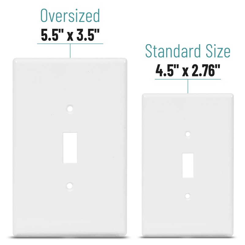 Bates- Light Switch Plates, 10 Pack, Oversize 5.5" x 3.5",