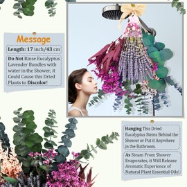 QVQQ 100pcs Mixed Dried Lavender and Eucalyptus for Shower Hanging with Rose Sachet 3 Kinds Natural Eucalyptus Stem and Leaves Lavender Bouquet Greenery for Home Decor Wedding Vase Plant Fragrance