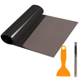 Car Headlight Taillight Tint Film, 2PCS 12 by 48 inch Self Adhesive Smoke Fog Light Vinyl Film Sheet Chameleon Sticker with Squeegee and Cutter (Light Black)