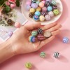 Boutigem 38Pcs 20mm Resin Rhinestone Beads Round Striped Bubblegum Beads