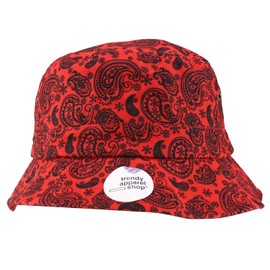 Trendy Apparel Shop XXL - Sombrero de cubeta de gran tamaño relajado con estampado de cachemira, Rojo -, 3X-Large
