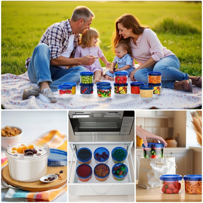 12 Pack-16 OZ Freezer Storage Containers, Small Plastic Containers with