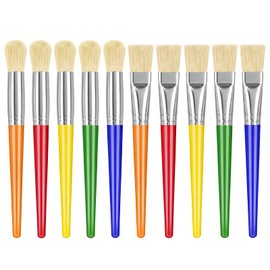 10 PCS Paint Brushes for Kids Toddler 1-5, Washable Kids Paint Brushes for Acrylic Painting, Large Round and Flat Craft Paintbrushes for Preschool Classroom Homeschool Art Supplies