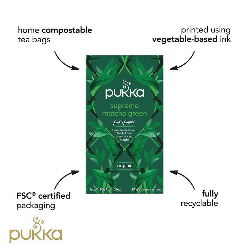 Pukka Herbs | Supreme Matcha Green Organic Herbal Tea |