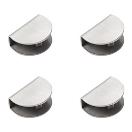 4Pcs Glass Shelf Brackets Stainless Steel Clip Holder Adjustable Glass Clamp Semicircular Glass Shelf Clamp for 8mm Glass Acrylic Wood (Silver, Small)