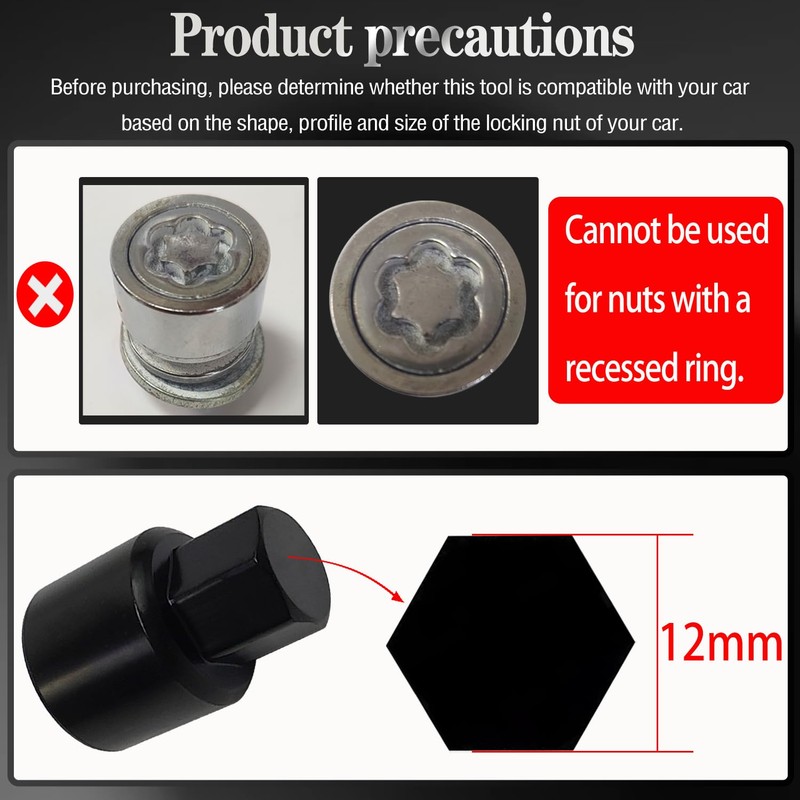 JEUCLEL E-Wheel Locking Nut Key Compatible with Toyota Models, Lexus,