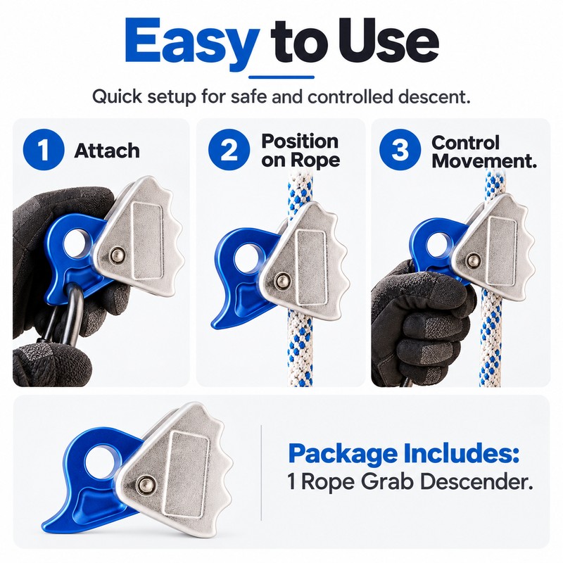 15kN Aluminum Rope Grab for Climbing Use – Adjustable Rope