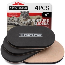 X-Protector Felt Furniture Sliders Hardwood Floors - 4 PCS 6" x 3 1/2" Furniture Sliders ...