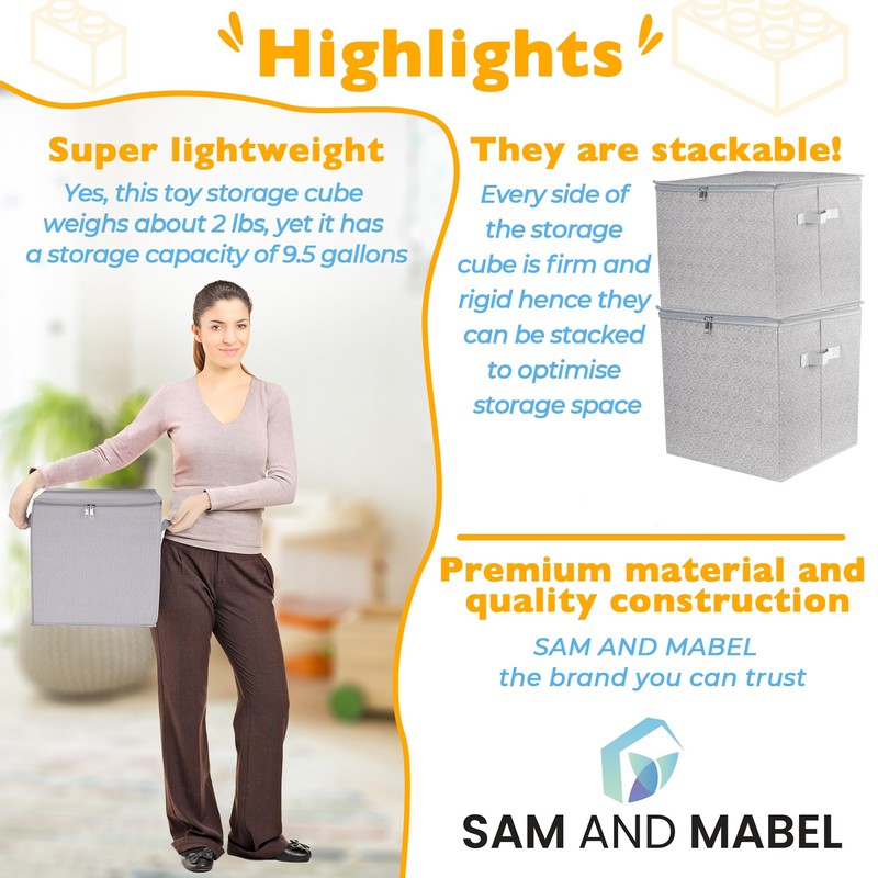 SAM AND MABEL Toy Storage Organizer with Play Mat –