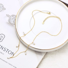 AINUOSHI Choker Necklace 925 Sterling Silver Women's Necklace Jewellery Gifts for Mum Birthday Mother's Day Gift Valentine's Day, Sterling Silver Pearl Gold, Pearl