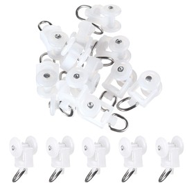 MroMax Curtain Track Rollers Plastic Twin Wheeled Carriers Drapery Rail Sliding Glider for Windows Shower Curtain Tracks 0.45" Dia, 50 Pcs