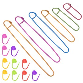 LAMXD 6Pcs Stitch Holder Set, 6 Size Assorted Colors Aluminum Yarn Stitch Holder Set Crochet Knitting Needle Markers Accessories Crochet Safety Pins for DIY Knitting Notions Crochet Needle Hooks Craft
