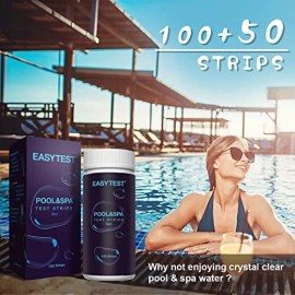 EASYTEST 7-Way Pool Test Strips 150 Strips Water Chemical Testing - White