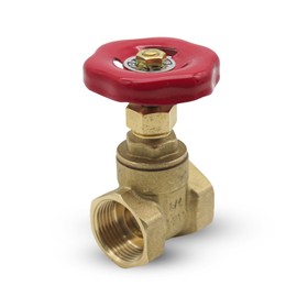 DOJA Barcelona Gate Valve, Safety Stopcock, Red Handle, Brass, Pack of 1, 1/2 Inch, Rotatable Tap, Shut-off Valve for Irrigation Flow Control, Garden Hose, etc.