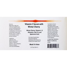 Vitamin C Serum with Winter Cherry, Vitamin C, E, Allantoin, CoQ-10, and Hyaluronic Acid (2.3oz)
