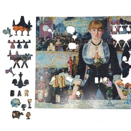 Wooden Jigsaw Puzzle for Adults - Uniquely Shaped Pieces - Made in The USA by FoxSmartBox - 365 Pieces - A Bar at The Folies-Bergère